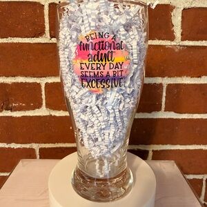 Humorous Glass Tumbler with Colorful Design